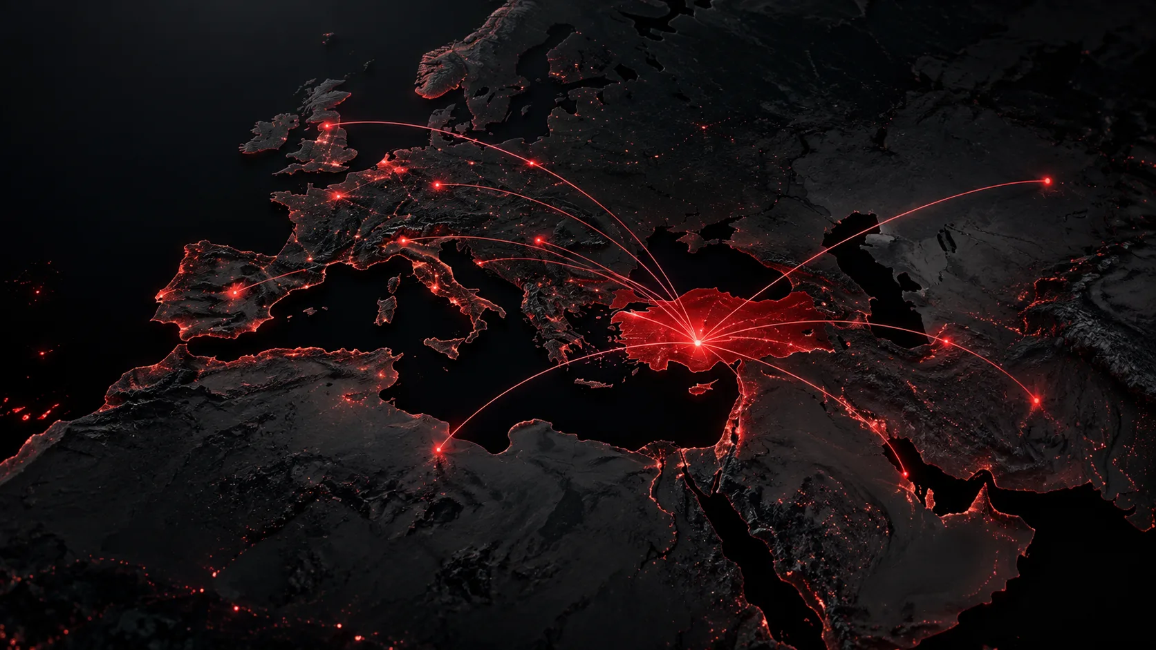 Decorative Turkey and worldwide collaboration map